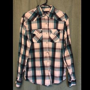 Old Navy Teal Western Fit Flannel